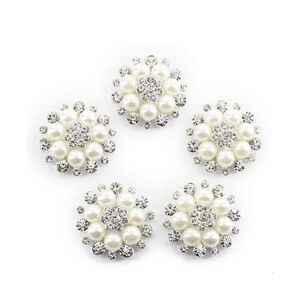 4Pc Pearl Rhinestone Faux Pearl Button Embellishment Wedding